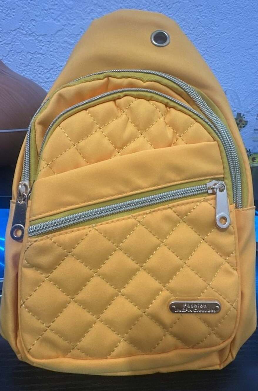 Fashion Jingpin Creations Yellow Quilted Nylon Sling Bag Crossbody Chest Backpac